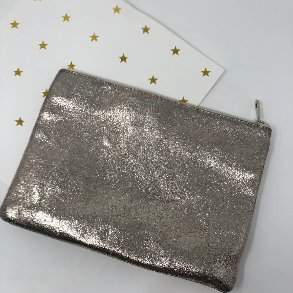 Nordstrom BP Metallic Gold Zippered Pouch Clutch